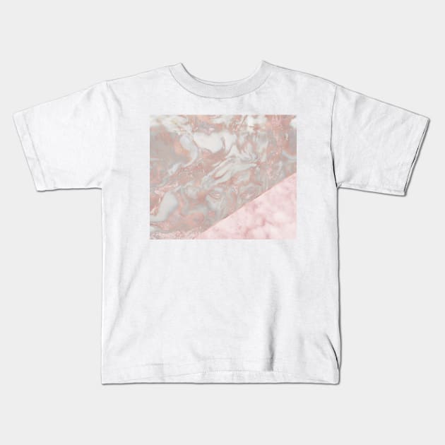 Pink marble & french polished rose gold marble Kids T-Shirt by marbleco